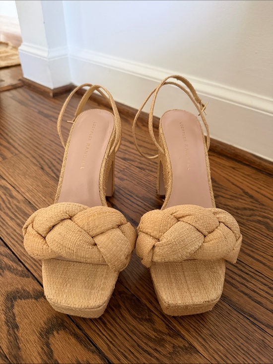 Loeffler Randall Shoes - Loeffler Randall Braided Raffia Platform Sandals in Tan